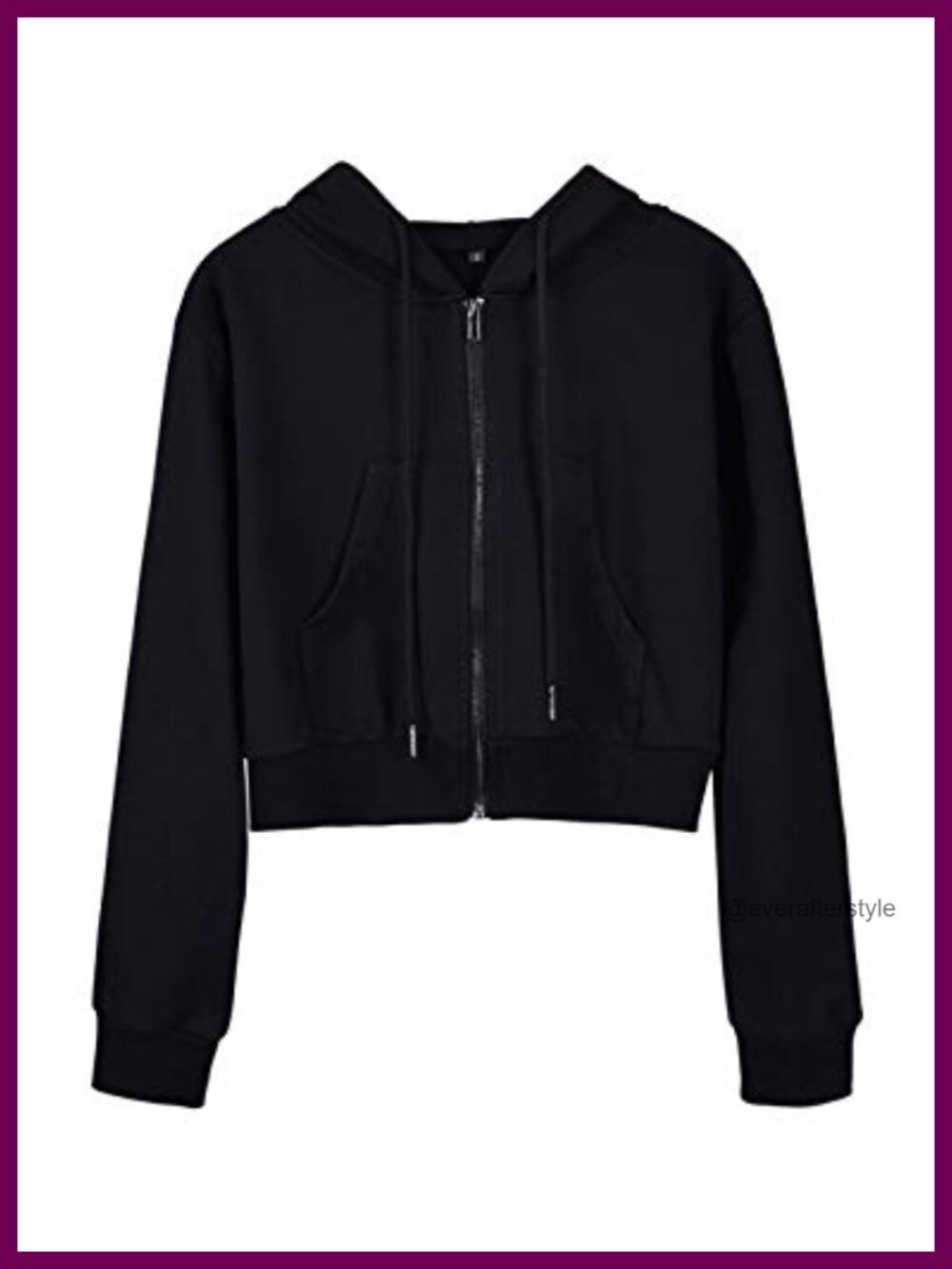 Women's Cropped Zip Up Hoodie Long Sleeve Drawstring Sweatshirt Casual Workout